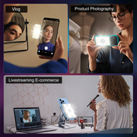 Chargeur portable magnétique pour selfie Lumière de remplissage LED RVB Compatible avec Mag Safe, Anneau collant inclus pour chargeur de téléphones