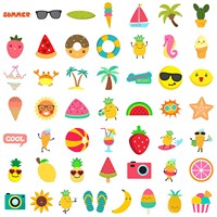 Autocollants Mignons Été Rafraîchissant 60 Pièces : Noix de Coco, Tranche de Citron, Soda, Lunettes de Soleil – Décalcomanies en Vinyle Étanche pour Coque de Téléphone