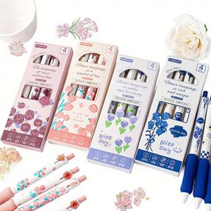 Moka Gb0015 Cute Plastic Carton Flower School Student Gel Set Creative <b>Kid</b> Stationery Supplies Promotional Pens Black Ink - Product Image 1