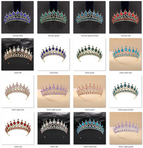 Green Crystal Princess Hair Accessories <strong>Royal</strong> Queen Crown Headband <strong>Blue</strong> Rhinestone Wedding <strong>Tiara</strong> for Women Prom Birthday - Product Image 2