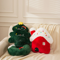 Coussin décoratif de Noël en forme de poupée, bonhomme en pain d'épices, figurine de sapin de Noël, décoration de bonhomme de neige, coussin décoratif pour salon