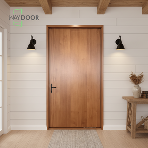 Porte <span class=keywords><strong>d</strong></span>'entrée pivotante en bois massif <span class=keywords><strong>de</strong></span> style américain, en acajou et chêne rouge, porte extérieure <span class=keywords><strong>de</strong></span> sécurité personnalisée - Product Image 1