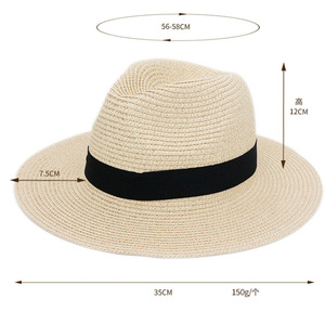 Vente en gros de logo personnalisé Fadora nouveau design à bord court Trilby papier Sombrero Panama Fedora chapeau de paille casquette pour hommes et femmes - Product Image 6