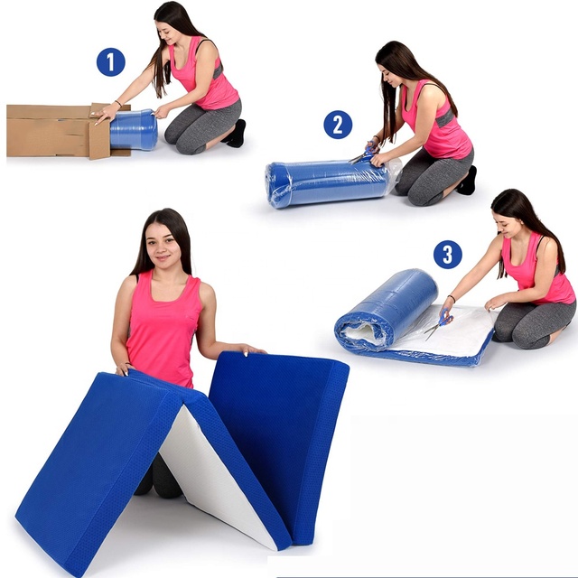 OEM Modern Portable Memory Foam Travel Car Mattress for School Hospital Hotel Use Eco-friendly Fabric Foldable Trifold Design