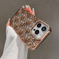 Diamant Cadre de Caméra pour iPhone Cas Galvanoplastie Fleur Motif TPU Silicone Téléphone Cas pour iPhone 17AIR 16 ProMax 15 14 13 12