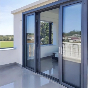 Puerta Corredera Francesa de Doble Acristalamiento, Moderna, Comercial, para Exteriores, de Aleación de Aluminio, Impermeable, con Aislamiento Térmico, Garantía de 5 Años, Color Negro - Product Image 4