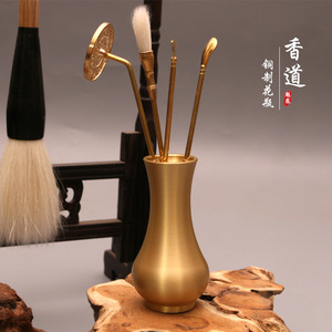 Pure copper incense bottle storage bottle, small incense powder jar, incense balls, agarwood powder box, seven-piece <b>tool</b> <b>set</b>, - Product Image 1