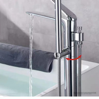 Robinet de salle de bain contemporain sur pied Robinet de baignoire en laiton or rose Mélangeur de robinet Surface brossée Noyau de valve en céramique