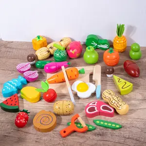 Детская развивающая игрушка, игровой кухонный деревянный набор фруктов и овощей, детские игрушки для резки фруктов, игрушки для резки овощей