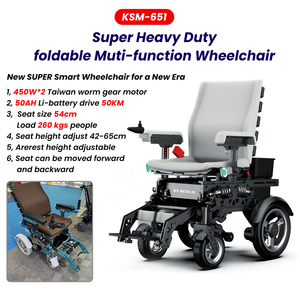 KSM-651 High Performance Heavy Duty Road Electric Wheelchair for Handicapped Users 900W Motor 50AH Battery Aluminium Alloy - Product Image 6