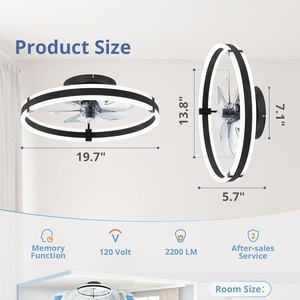 Living Room Bedroom Hidden Retractable Blades Retractable LED Ceiling Fan with Lighting Remote Control Luminous Light - Product Image 3