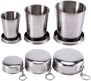 <span class=keywords><strong>Gobelet</strong></span> en verre pliable de ml, avec porte-clé, pour voyage en plein air, télescopique, Portable, en acier inoxydable - Product Image 4