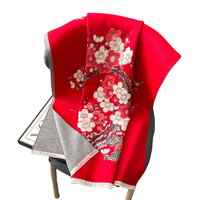 Élégant châle long en coton pour femme motif fleur de prunier, idéal pour les espaces climatisés au bureau, vêtement d'extérieur hivernal pour la fête des Mères