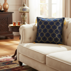 Peacock Designed Navy Blue Turkish & Ottoman <b>Cushion</b> - Pillow Cover - Product Image 3