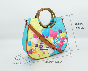 Bolso <span class=keywords><strong>de</strong></span> mano con estampado <span class=keywords><strong>de</strong></span> famoso diseño para mujer, <span class=keywords><strong>bolsa</strong></span> <span class=keywords><strong>de</strong></span> mano con asa <span class=keywords><strong>de</strong></span> madera redonda para chicas, bandolera <span class=keywords><strong>de</strong></span> hombro - Product Image 6