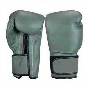 Guantes de Boxeo Verdes de PU con Cierre de Muñeca, Absorción de Humedad, Empaque Personalizado para Entrenamiento y Sparring de Adultos - Product Image 1