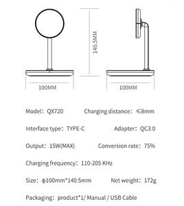 Support de chargeur magnétique sans fil 2-en-1 à charge rapide 15W pour iPhone 13 <span class=keywords><strong>14</strong></span> 15 <span class=keywords><strong>Pro</strong></span> <span class=keywords><strong>Max</strong></span> Protection OVP OTP 9V/2A Entrée 5V/1A <span class=keywords><strong>Sortie</strong></span> - Product Image 5