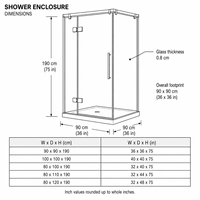 Cabine de douche carrée 900x900mm avec base de douche et ensemble de portes en verre, panneaux en verre trempé de 8 mm et cadre en alliage d'aluminium