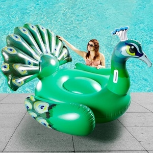 OEM Großes schwimmendes Boot Grüner Pfau Tragbares aufblasbares Ruder-Schwimmspielzeug Anpassbarer Grüner Pfau aus PVC-Material 198cm*152cm - Product Image 2