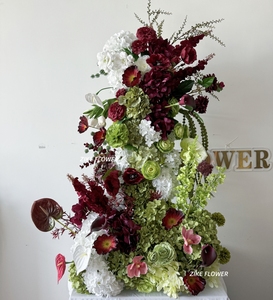 Suministros para Floristería, Arreglos Florales Rojos para Novia, Flores Artificiales, Tulipanes, Fondo para Fotomatón, Flores Borgoña para Boda - Product Image 6