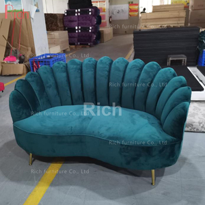 Style nordique en forme de coquille Divano Due Posti en acier inoxydable <span class=keywords><strong>2</strong></span> <span class=keywords><strong>places</strong></span> <span class=keywords><strong>canapé</strong></span> vert Upolstery tissu velours causeuse - Product Image 6