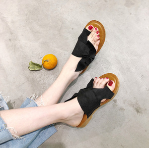 SD-71 2020 Vintage in pelle scamosciata arco croce strap open toe slipper per le donne <span class=keywords><strong>con</strong></span> morbida <span class=keywords><strong>suola</strong></span> in <span class=keywords><strong>sughero</strong></span> signore sandali da spiaggia all'ingrosso - Product Image 4
