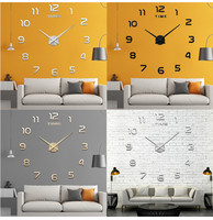 Autocollant mural décoratif pour la maison de 17 à 47 pouces, cadre numérique 3D sans cadre, horloge murale 3D DIY