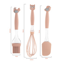 Ensemble d'ustensiles en silicone à poignée d'animal de dessin animé mignon pour la cuisine des enfants comprenant une spatule à beurre brosse à huile batteur à oeufs