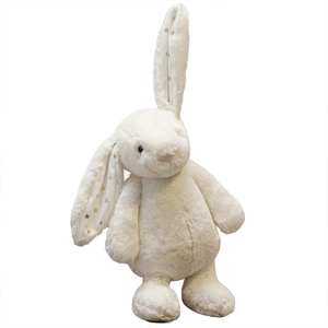 Coniglietto di Pasqua Bianco Avorio 30cm, Peluche Super Morbido con Orecchie Lunghe e Stampa a Stelle, Giocattolo Antistress per Bambini e Bambine - Product Image 1