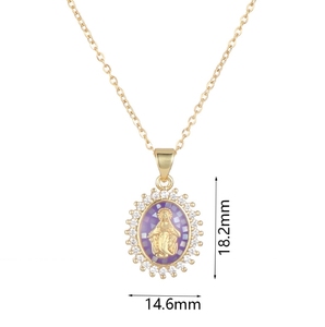 Offre Spéciale Religieux Jade Vierge <span class=keywords><strong>Marie</strong></span> Pendentif 18k Plaqué Or Diamant <span class=keywords><strong>Rose</strong></span> Hoop Pendentif Collier - Product Image 3