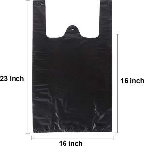 ถุงพลาสติก HDPE สีดำพร้อมด้ามจับเสื้อกั๊กวัสดุรีไซเคิลสำหรับใช้ในซูเปอร์มาร์เก็ตและนิทรรศการ - Product Image 5