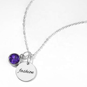 joyería personalizada S925 plata de ley personalizado en forma de moneda inicial nombre collares piedras collar de encanto - Product Image 2