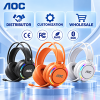 Casque de jeu sans fil AOC avec microphone, éclairage RGB, écouteurs stéréo pour PC Gaming, pour les joueurs d'e-sport, vente en gros