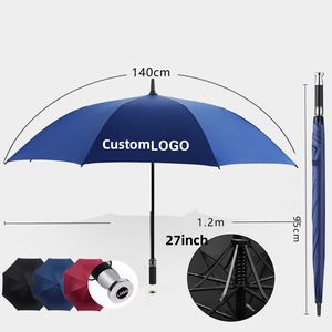 Parapluies de golf droits semi-automatiques en tissu écologique personnalisés, <span class=keywords><strong>grand</strong></span> format, coupe-vent, avec impression de logo, vente en gros - Product Image 3