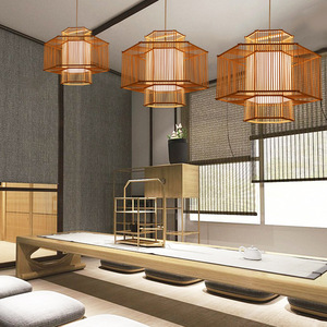Bamboo Weaving Chandelier Round E27 Led <b>Light</b> For <b>Dining</b> Room Hotel Restaurant Japanese Style Lighting Fixture - Product Image 3