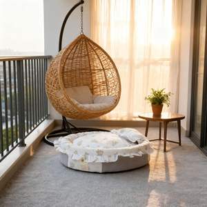 Cama de Invierno Estilo Nórdico con Borde de Encaje de Algodón y Tencel, Completamente Desmontable y Lavable, con Diseño Floral, Empaquetada en Caja - Product Image 4