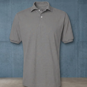 Polo en piqué gris à manches courtes pour homme, décontracté, tricoté, couleur unie, boutonné, coupe classique - Product Image 3