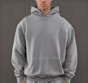 Boxy Fit Hombres Algodón Grueso Peso pesado French Terry Pullover Hoodie Custom Drop Shoulder Fleece Sudadera con capucha <span class=keywords><strong>de</strong></span> gran tamaño - Product Image 1