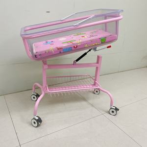 स्टील फ्रेम पारदर्शी बेसिन के साथ अस्पताल फर्नीचर बेबी क्रिब - Product Image 2