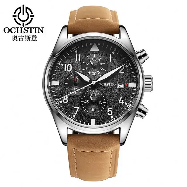 OCHSTIN 043 wholesale orange gents quartz watch activity PU leather band Waterproof Luminous 24 hour date display reloj watch