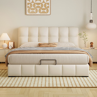 Canapé-lit moderne JUNYUHAO avec rangement, taille Queen/King, revêtement en cuir, mousse haute densité, certifié E0, structure en pin, pour usage domestique