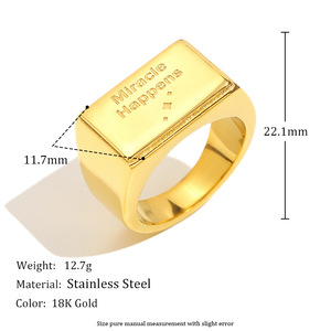 Anillo de Acero Inoxidable Dorado y Plateado con Diseño de Estrella y Frase Motivacional 'Milagros Ocurren' para un Estilo Inspirador Diario - Product Image 3