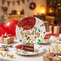 Ensemble d'assiettes en papier biodégradable à motifs, dorées à chaud, pour décoration de table de mariage ou de fête prénuptiale, plats ronds personnalisés