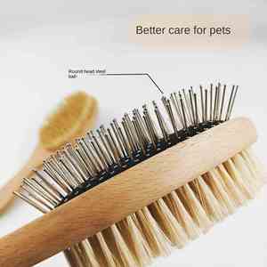 Cross-Border Solid Wood Handheld Beauty Comb Double-Sided <b>Brush</b> Portable <b>for</b> Pet Hair <b>Cleaning</b> Dog and Cat Hair Removal - Product Image 2