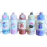 Bouteille Isotherme Créative JM pour Enfants, Motif Dessin Animé, en Acier Inoxydable 316, Double Boisson, Poupée Mignonne avec Pipette, Grande Capacité