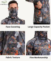 Maillot de pêche à capuche camouflage UPF50 en soie glacée pour homme, protection intégrale du visage, séchage rapide, manches longues, protection solaire, pêche au bar, OEM ODM, faible MOQ