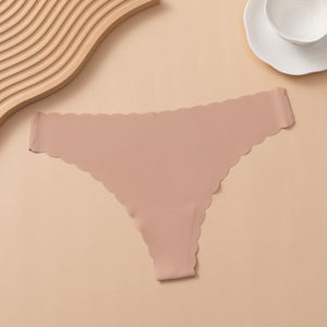 Culottes sexy sans couture en soie glacée douce multicolores, taille basse, entrejambe en coton, teintes unies, pour femmes - Product Image 3