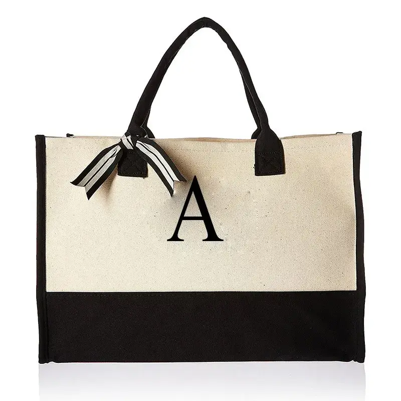 Borsa Tote moda tela borse lettere fiore portatile spalla spiaggia Shopping Casual borsa da spiaggia di grande capacità borsa all'ingrosso