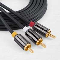 Câble audio-vidéo stéréo 3 RCA mâle vers 3 RCA mâle plaqué or 24 carats en cuivre OFC pour subwoofer et lecteur DVD - Vente en gros
