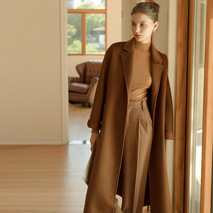 Cappotti di alta qualità in Cashmere solido per le donne elegante di lusso invernale fatto a mano lungo personalizzato cappotto di lana - Product Image 3